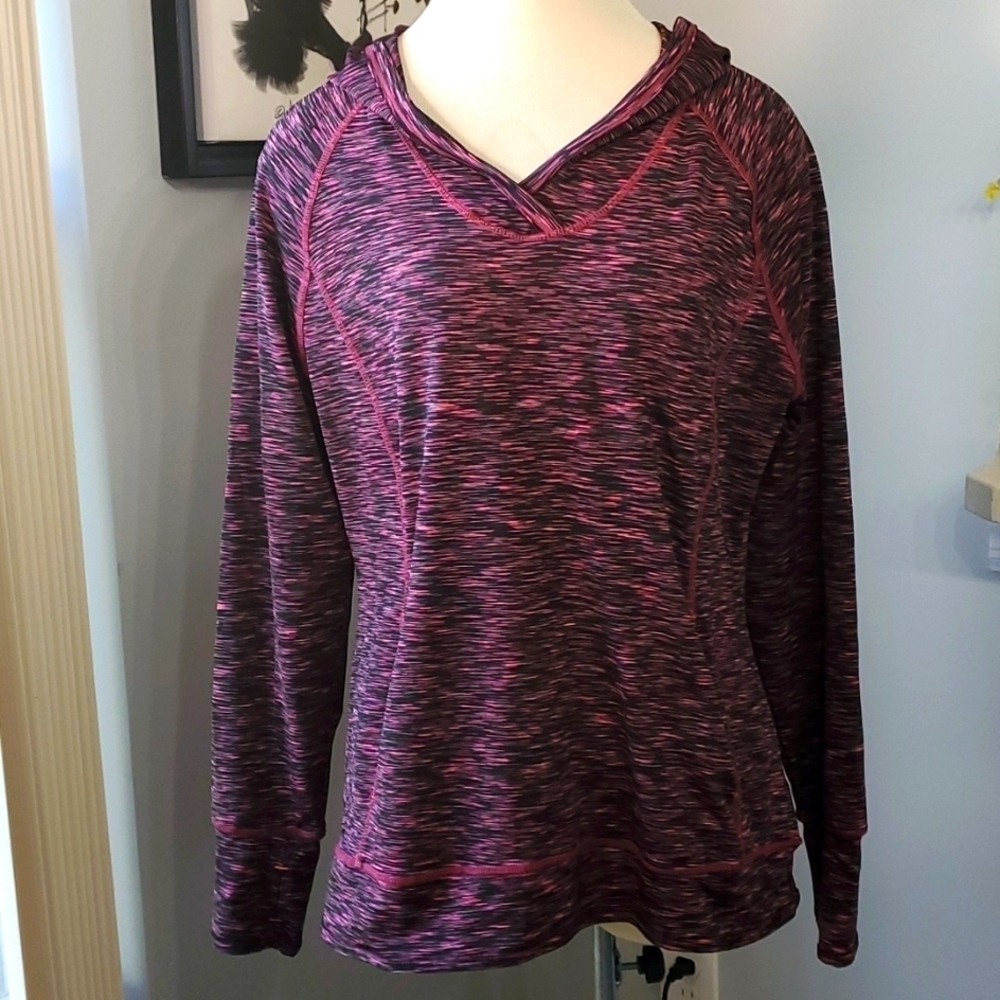 TANGERINE, women's XL hoodie,  streatch fabric.‎ Pink/gray. Very good used cond.